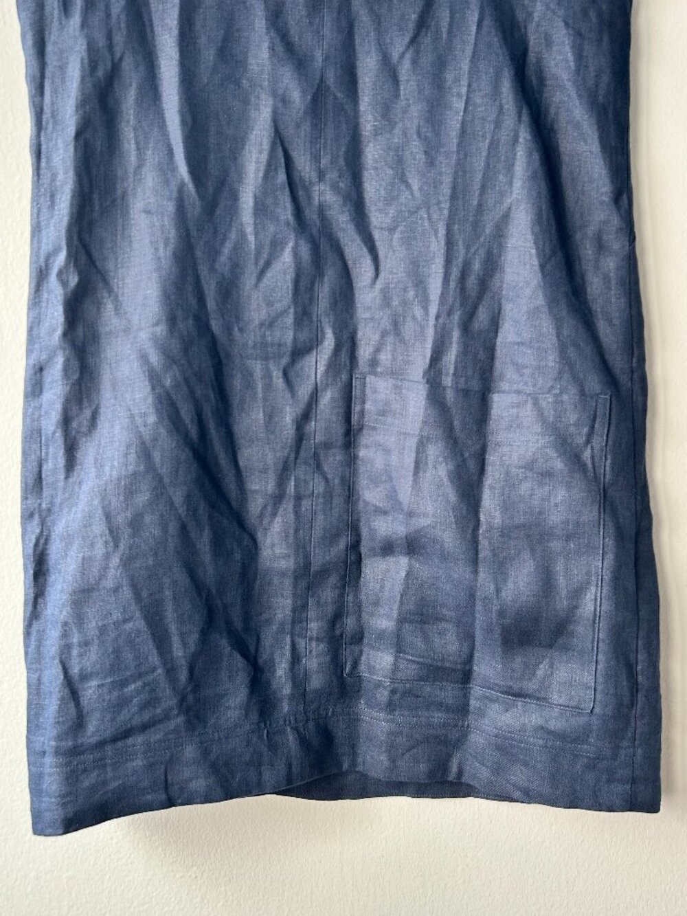 Banana Republic Linen Scoop Neck Shift Mini Dress Navy Blue XS - Picture 5 of 9